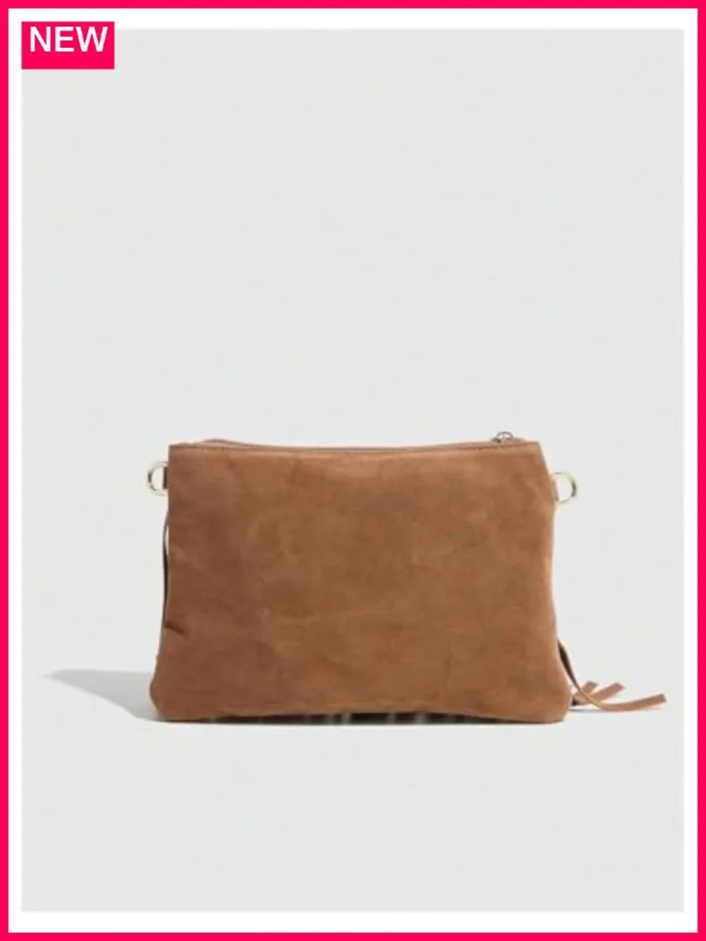 Faux Suede Fringe Trim Crossbody Bag with Tassel Hippie Western Cowgirl Style